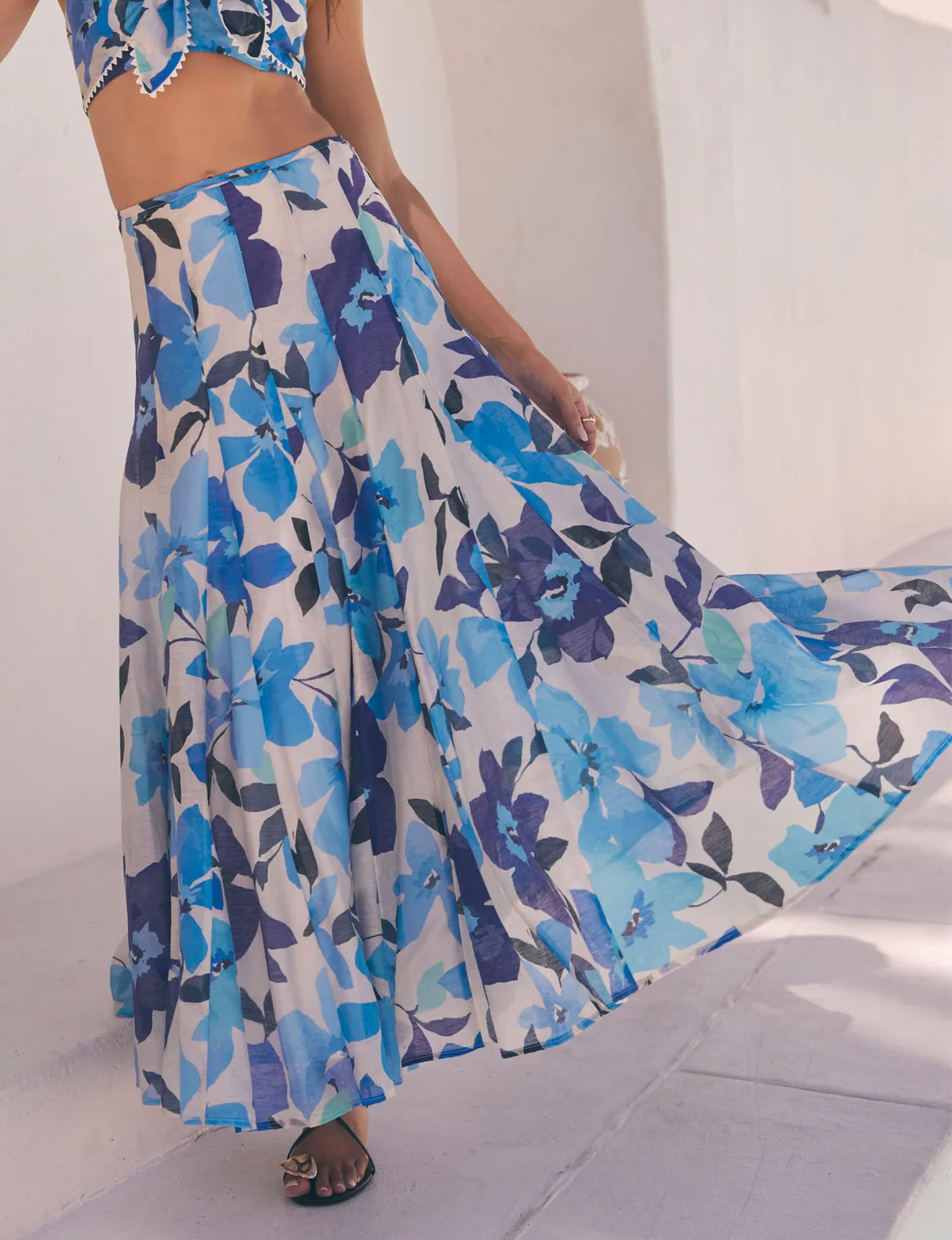 Kaley Skirt, Blue Floral