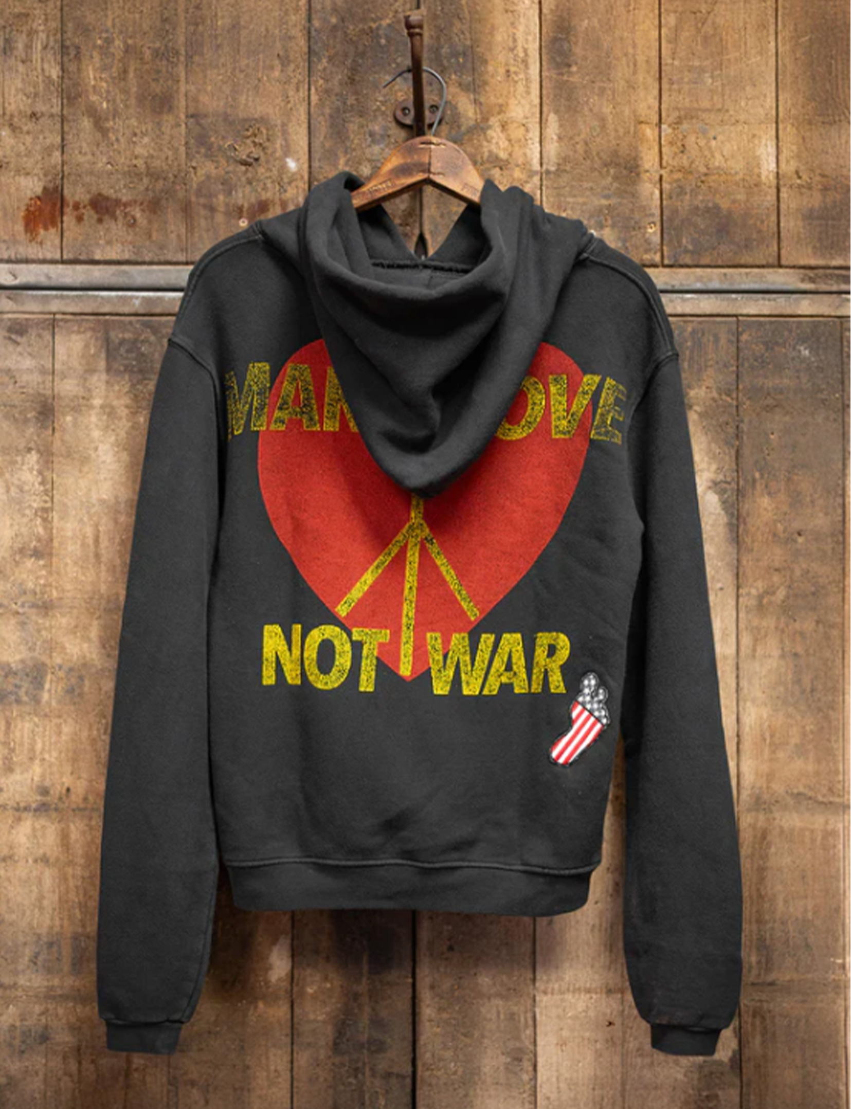 Love Not War Fleece Hoodie, Coal
