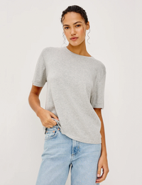 Cotton Cashmere SS Tee, Heather Grey