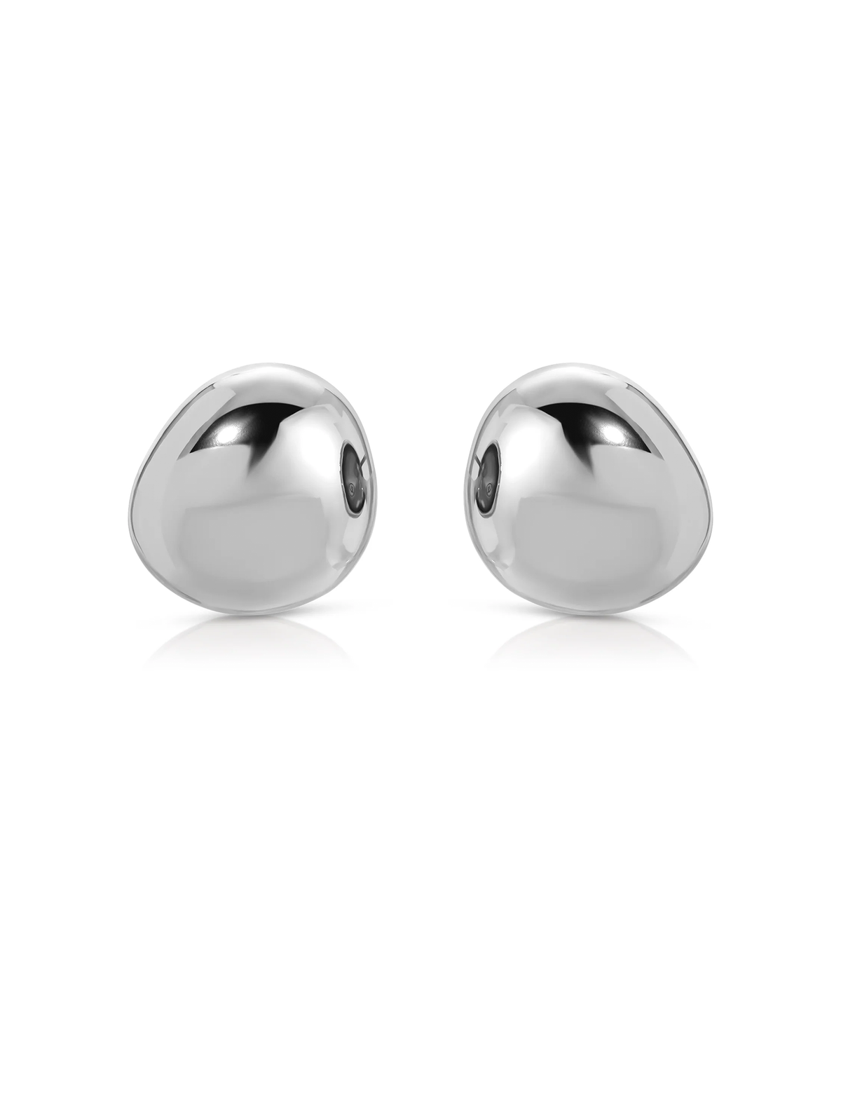 Polished Pebble Studs, Silver