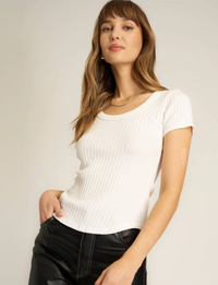 Julie Scoop Neck Rib Tee, White