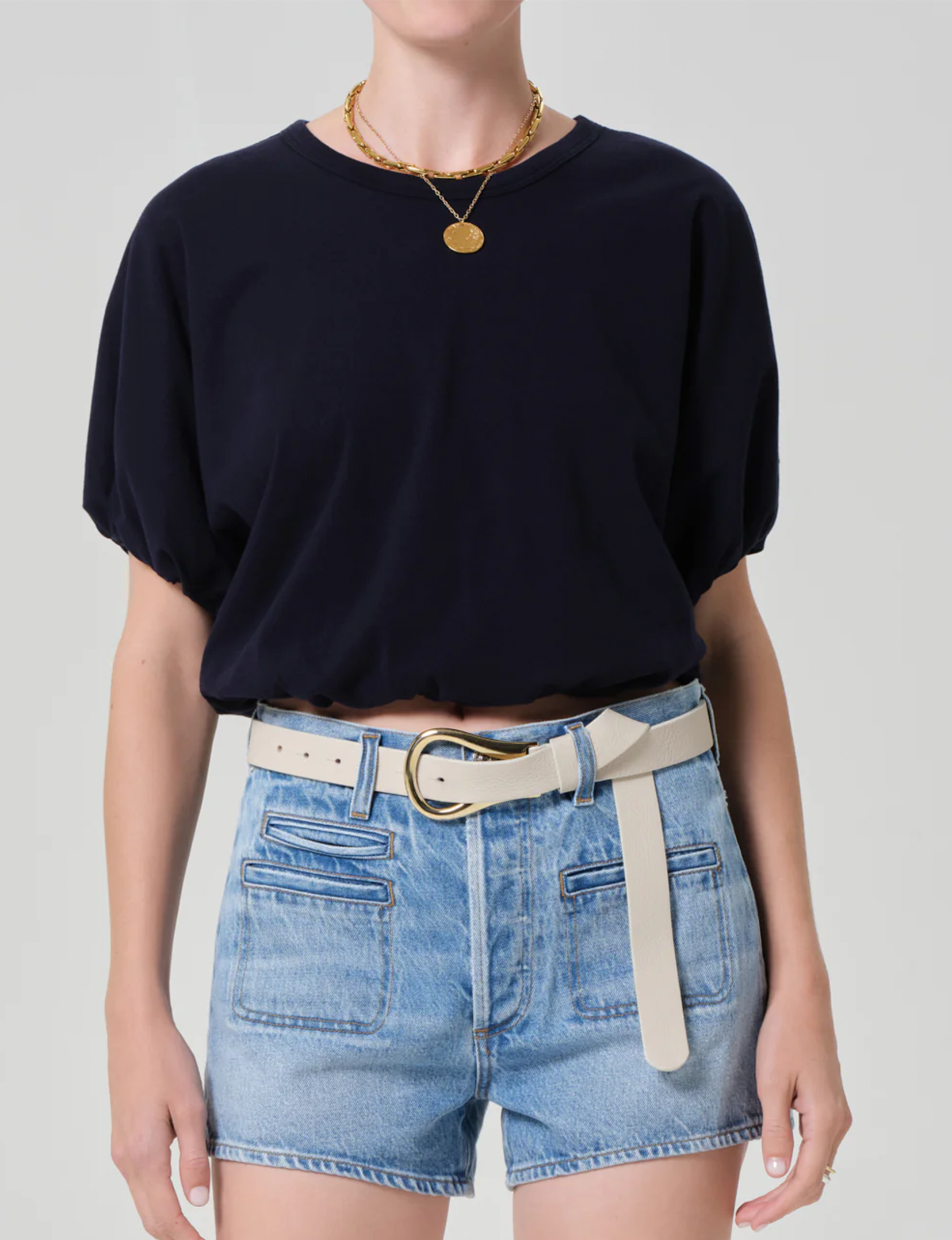 Gia Bubble Tee, Navy