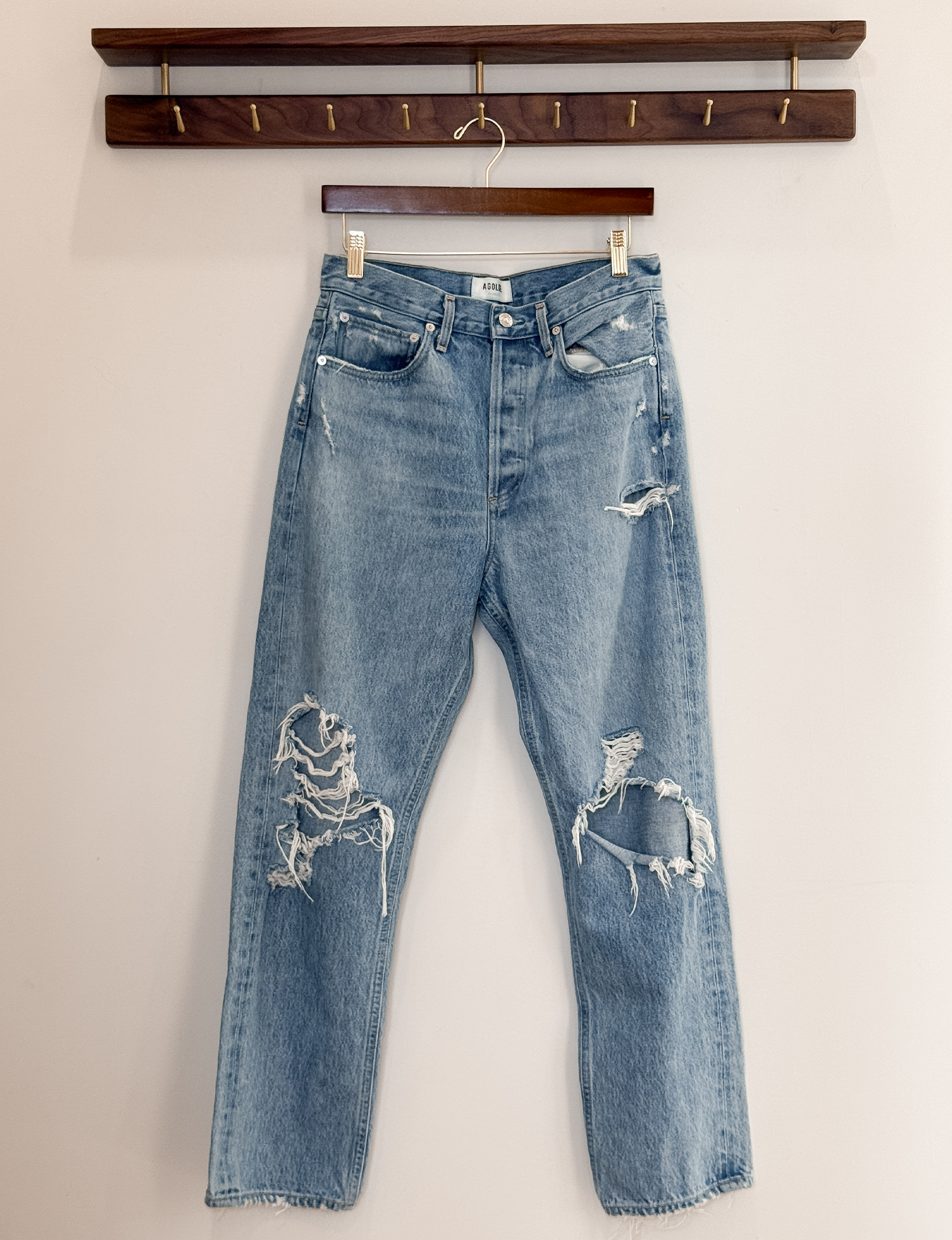 AGoldE '90s Mid Rise Distressed Jean, Fall Out
