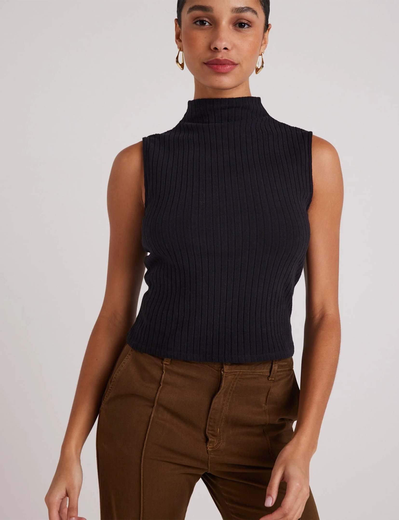 Sleeveless Mock Neck, Black