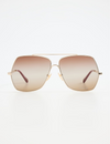 Square Temple Sunglasses, Gold/Brown