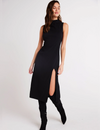 Mock Neck Midi Dress, Black