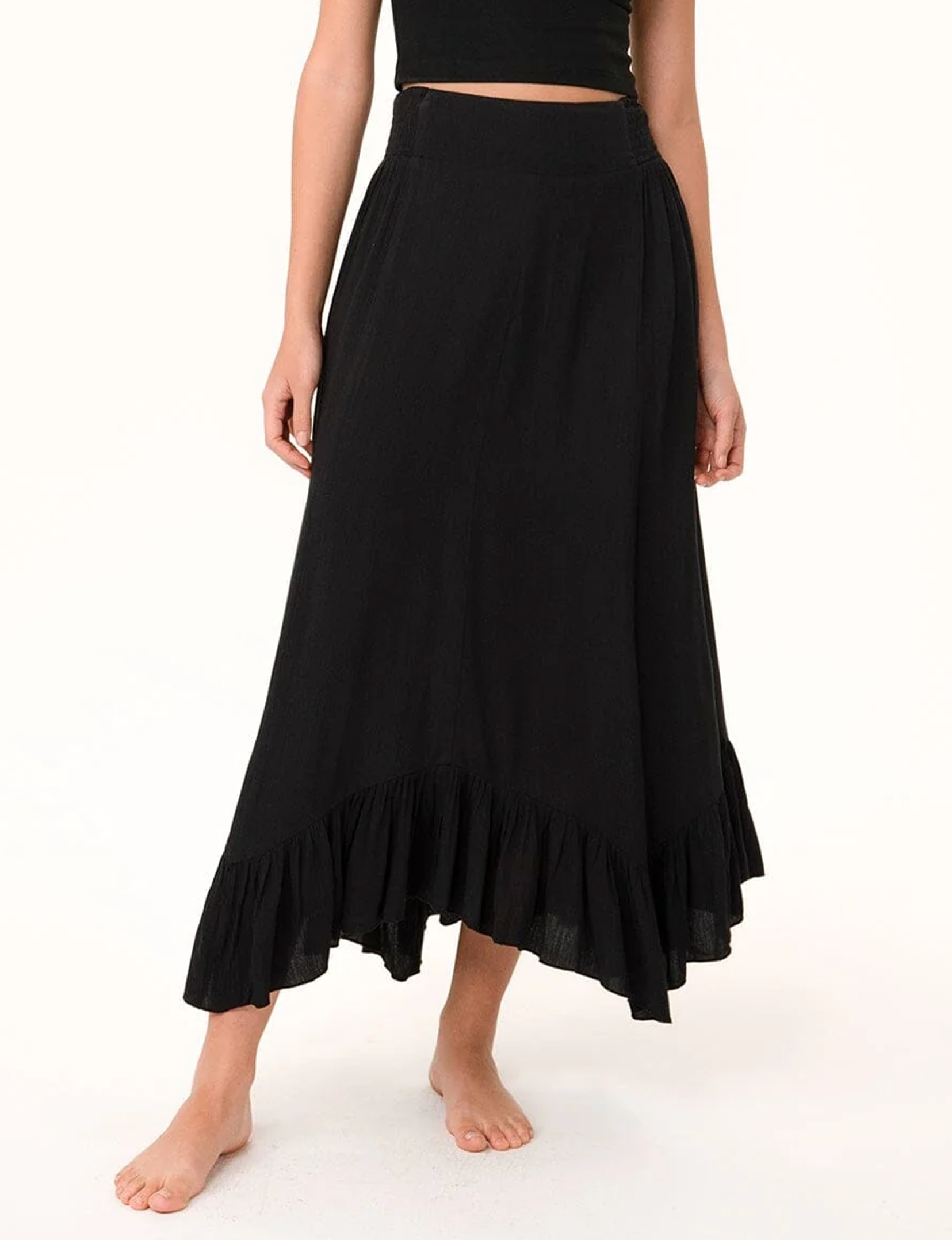 Bohemian Ruffle Skirt, Black