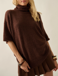 Boucle Cowl Sweater, Chocolate