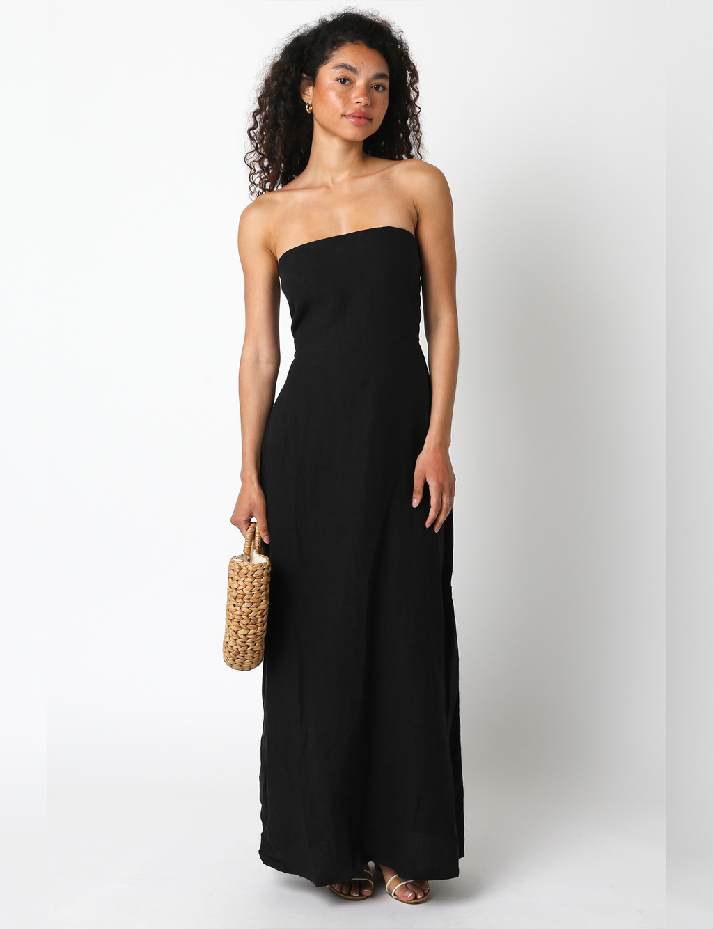 Blair Linen Maxi Dress, Black