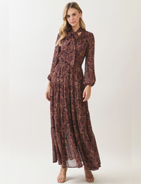 Western Presley Maxi Dress, Wine/Multi