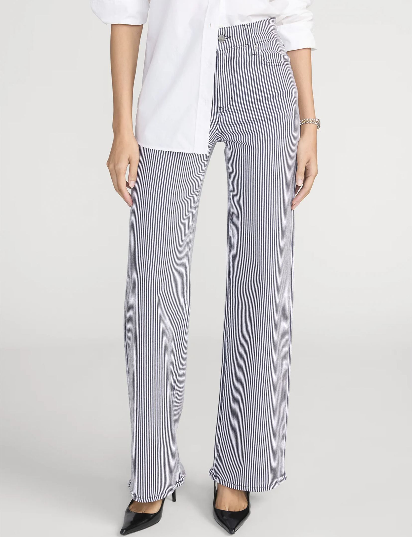 Le Slim Palazzo, Navy/Stripe