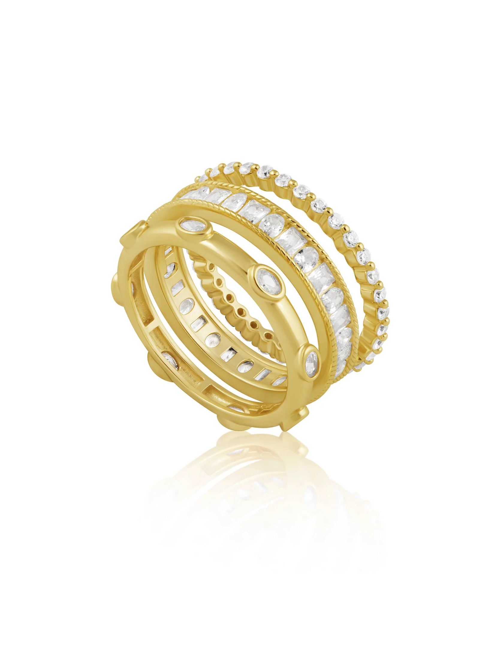 Ivy CZ Ring Set, Gold