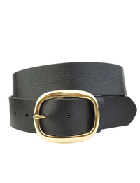 Casual Gold Buckle Belt, Black