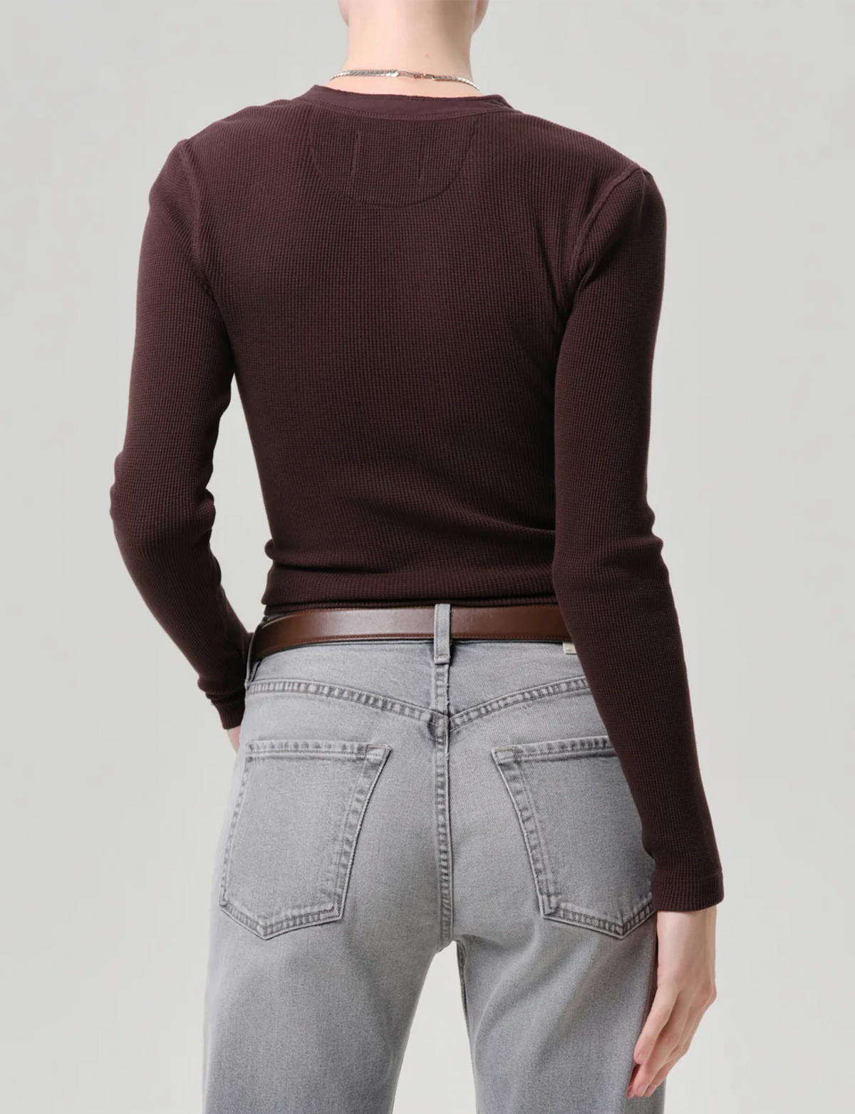 Drea Waffle Henley, Chocolate