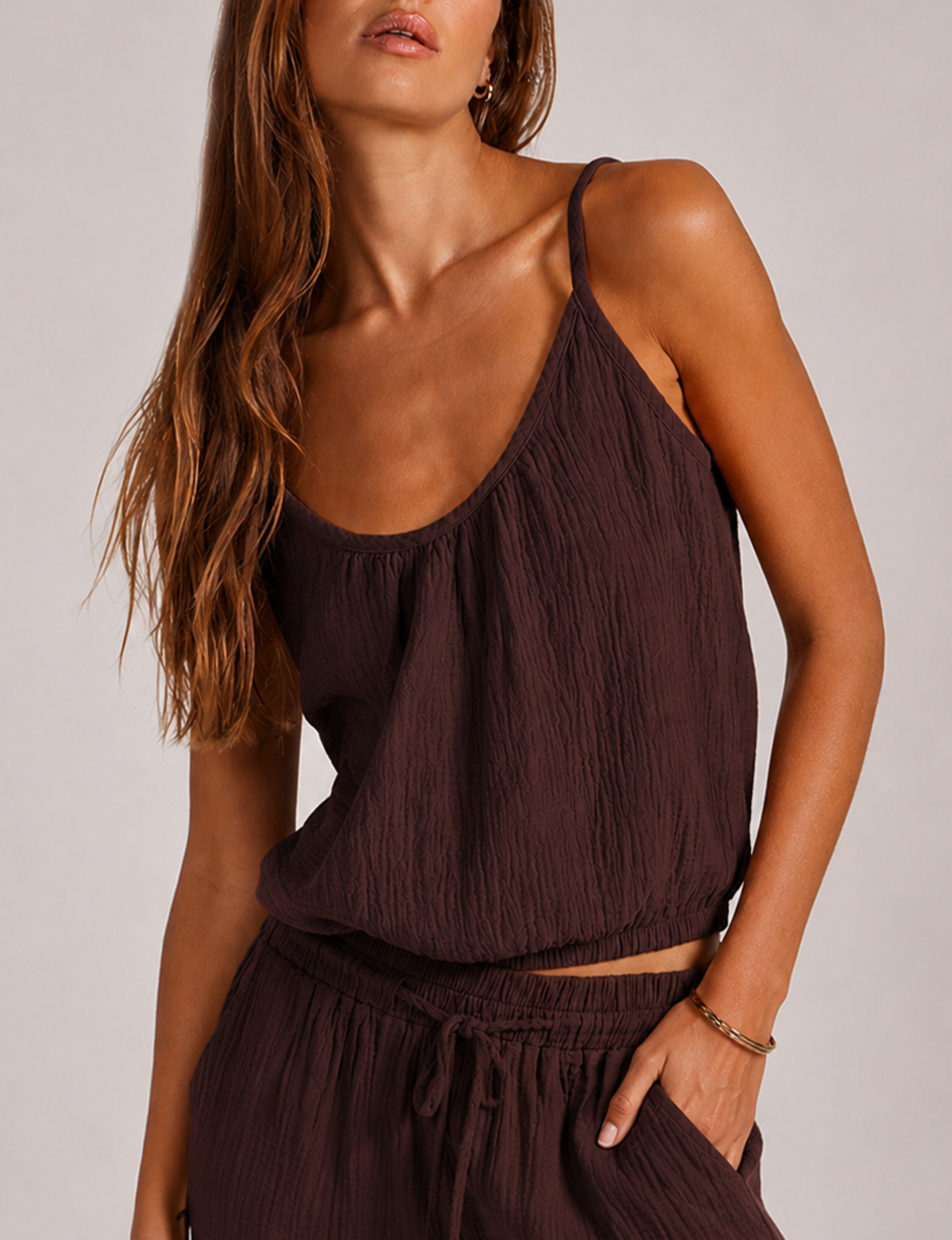 Cami Cropped Tank Top, Umber