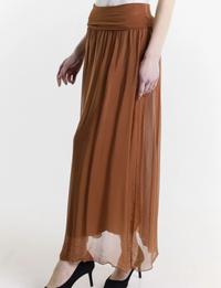 Brenda Fold Over Waist Skirt, Rust