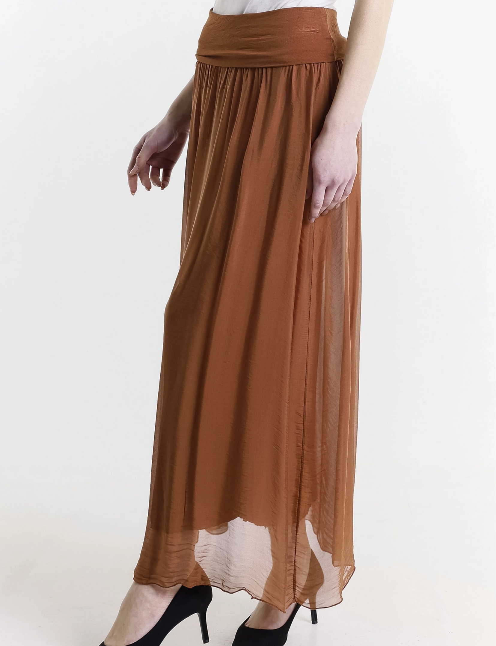 Brenda Fold Over Waist Skirt, Rust