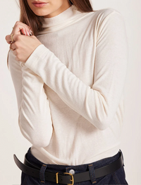Modern Mock Neck Top, Cream
