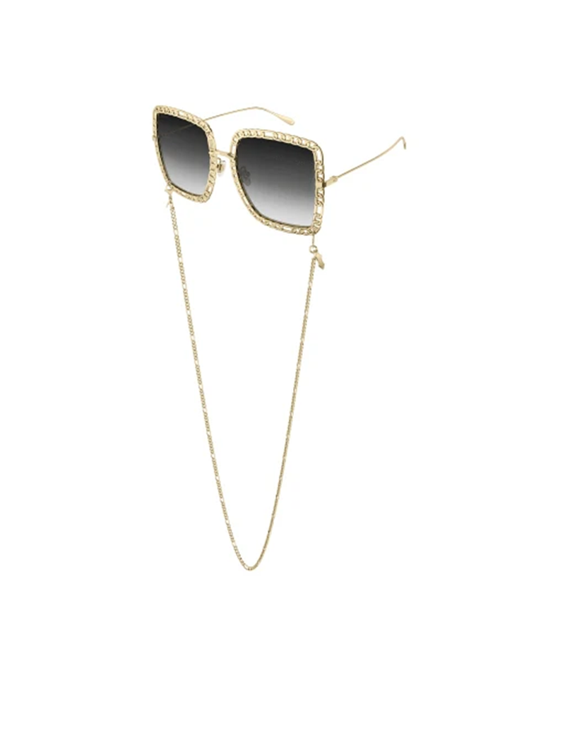 Chain Rim Sunglasses, Gold/Grey