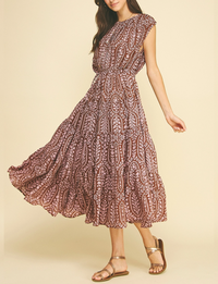 Bohemian Dress, Brown/Pink