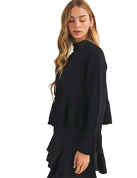 Peplos Cardigan, Black