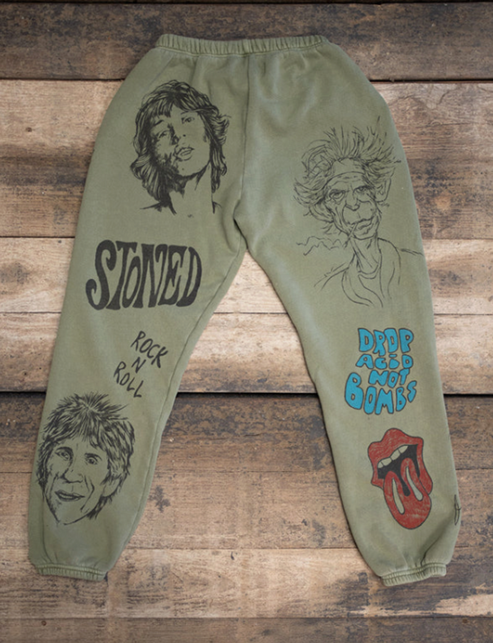 Rolling Stones Sketch Sweatpant, Fatigue