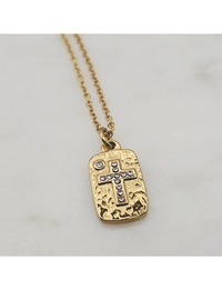 Hammered Pendant Cross Necklace, Gold