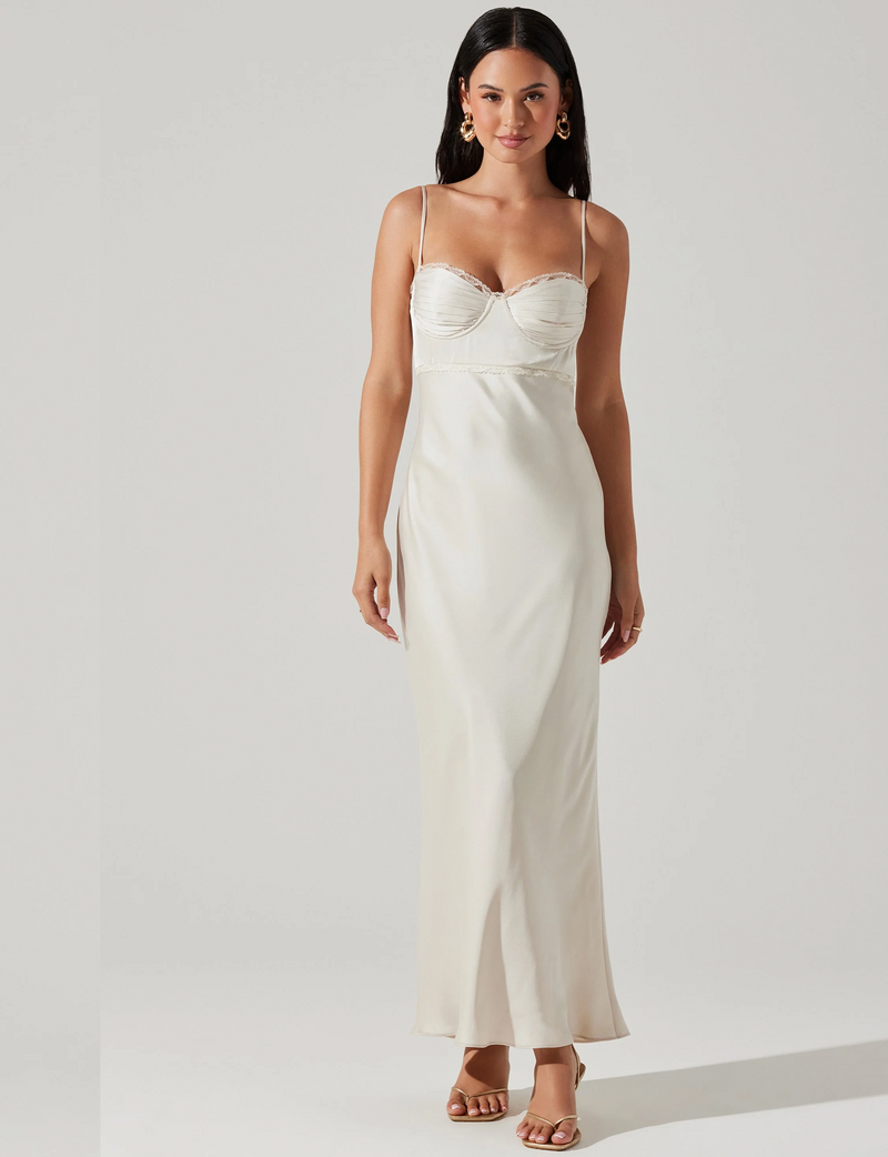 Florianne Satin Maxi Dress, Champagne