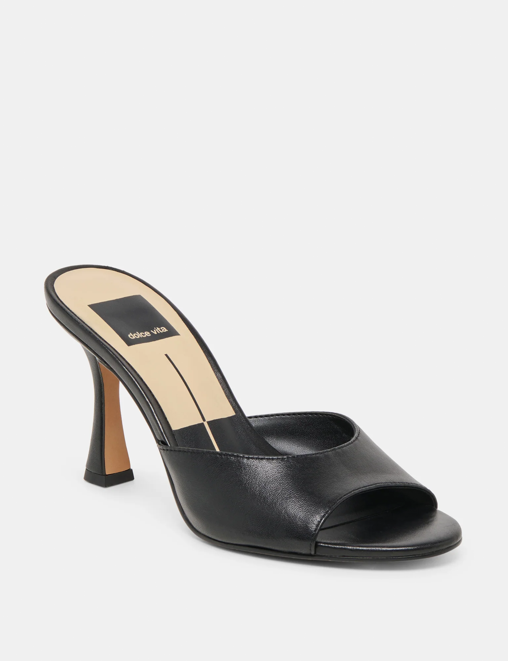 Rosha Heel, Black Leather