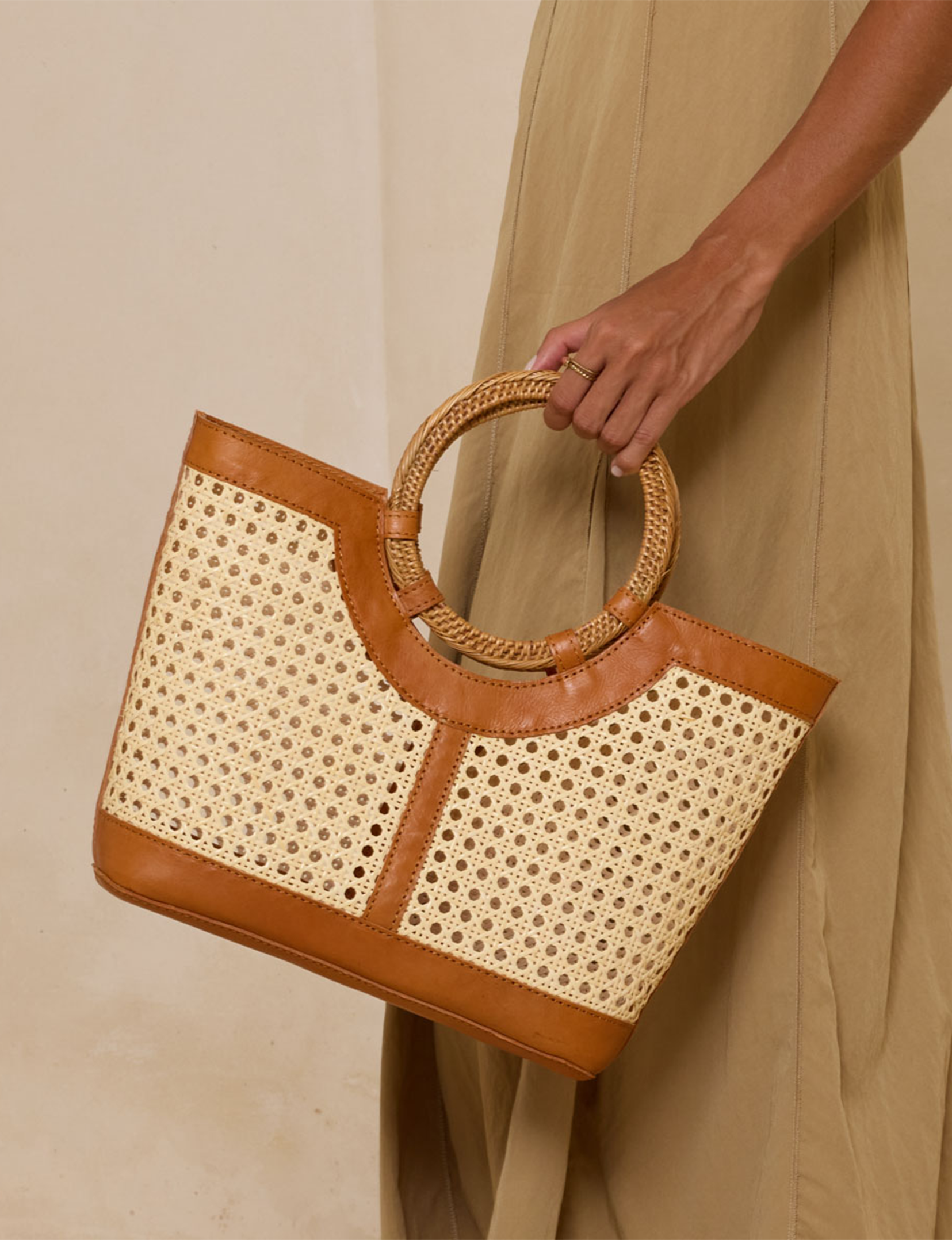 Square Tote, Brown Leather