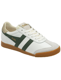 Elan Leather Sneaker, White/Evergreen/Bone