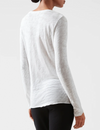 Long Sleeve V Neck Slub, White