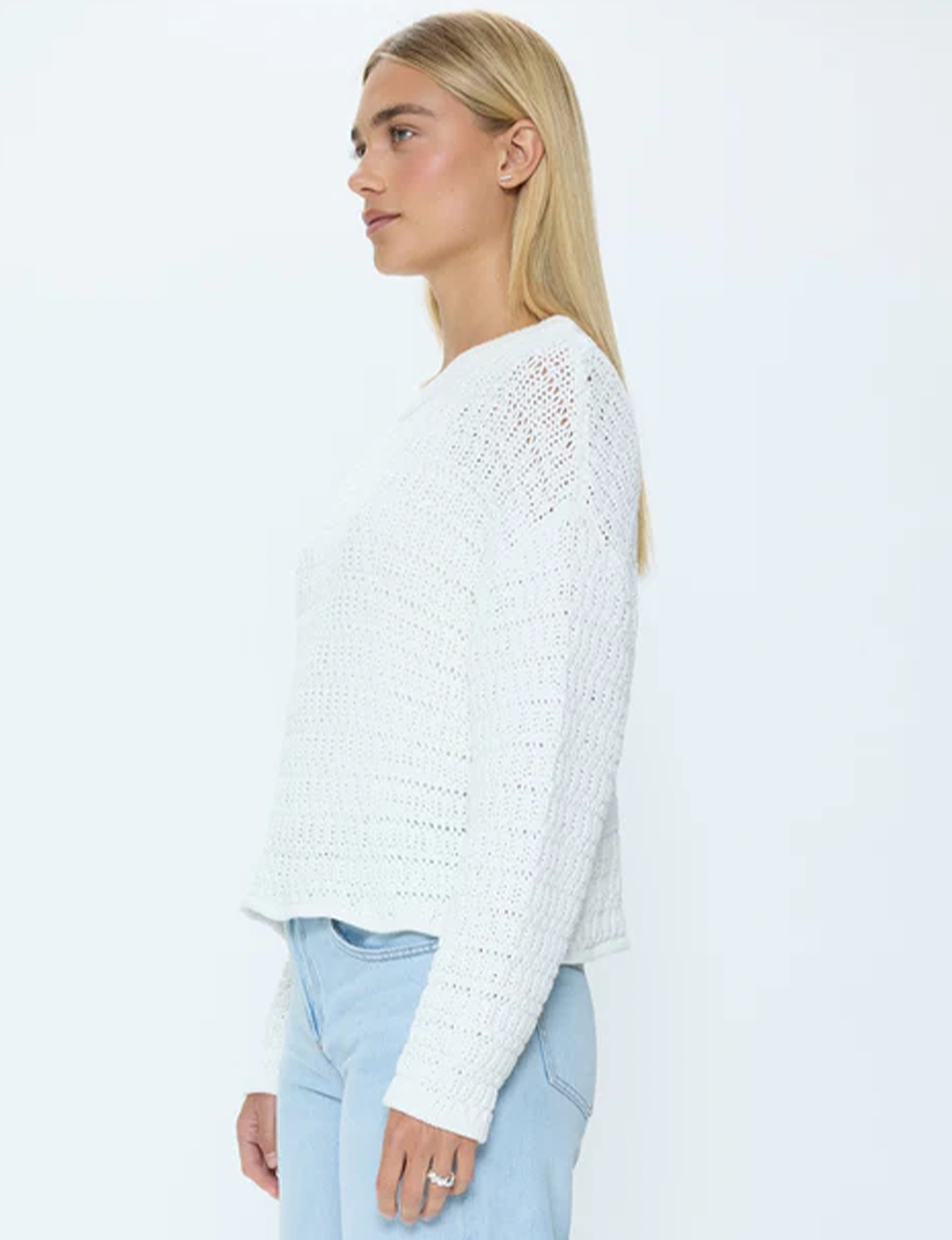 Katya Relaxed Crew Sweater, Le Blanc
