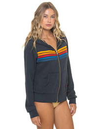5 Stripe Zip Hoodie, Charcoal Multi