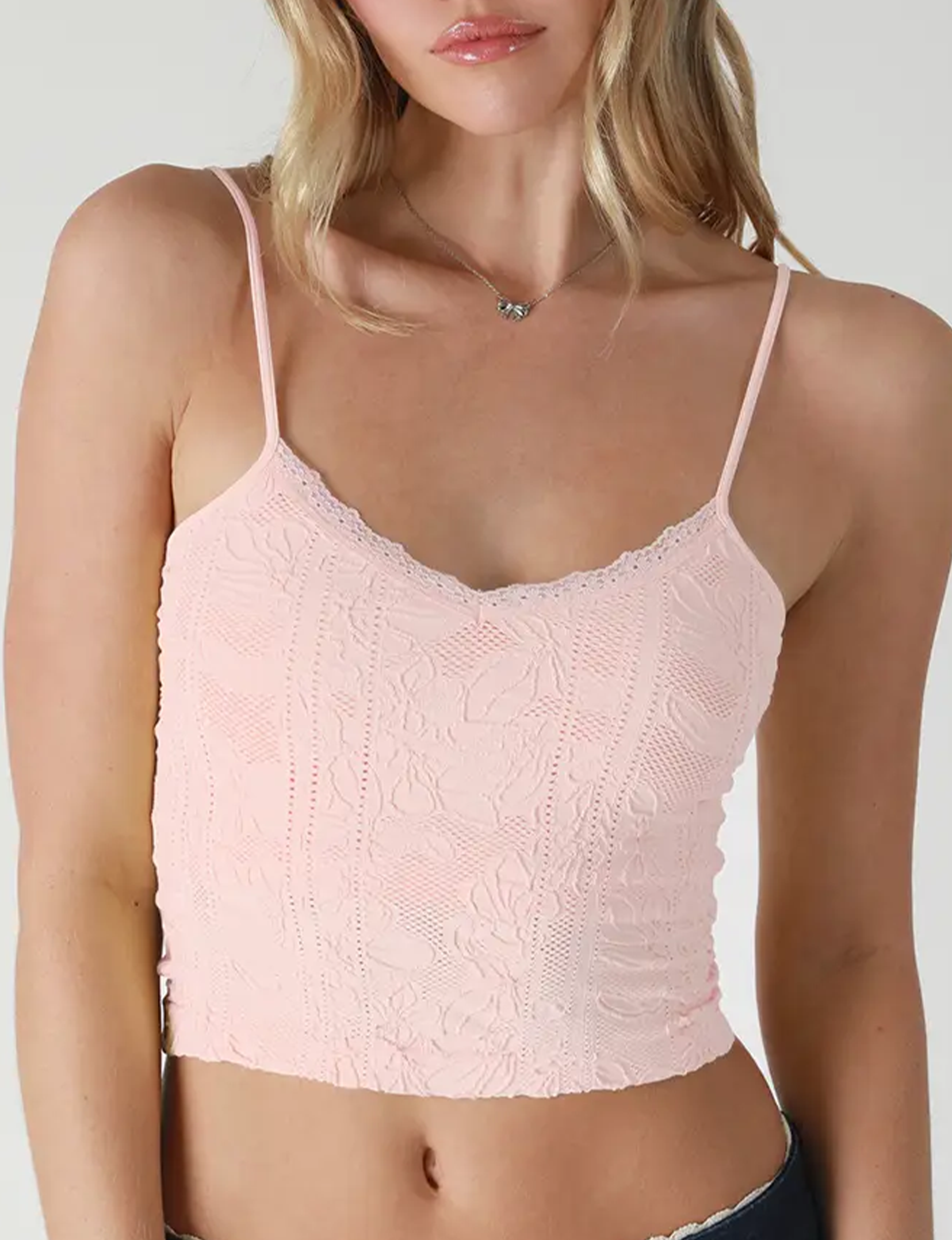 Double Lace Trim Cami, Icy Pink O/S