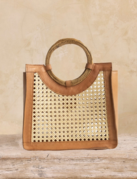 Round Handle Handbag, Tan Leather