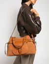 Dash Large Satchel, Rustic Caramel Suede