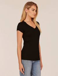 Fitted V Neck Tee, Black