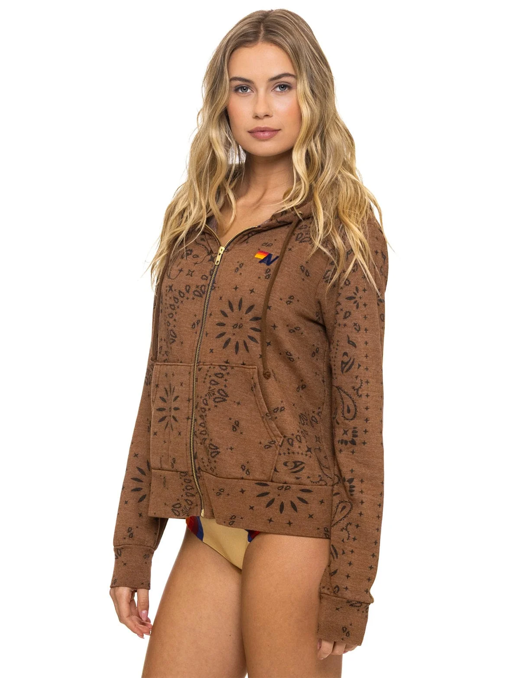Bandana Zip Hoodie, Cinnamon
