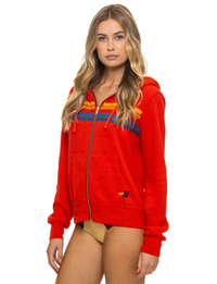 5 Stripe Zip Hoodie, Red/Multi