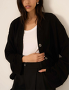 Romy Button Front Cardi, Black