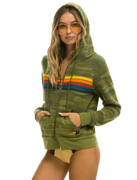 5 Stripe Zip Hoodie, Camo