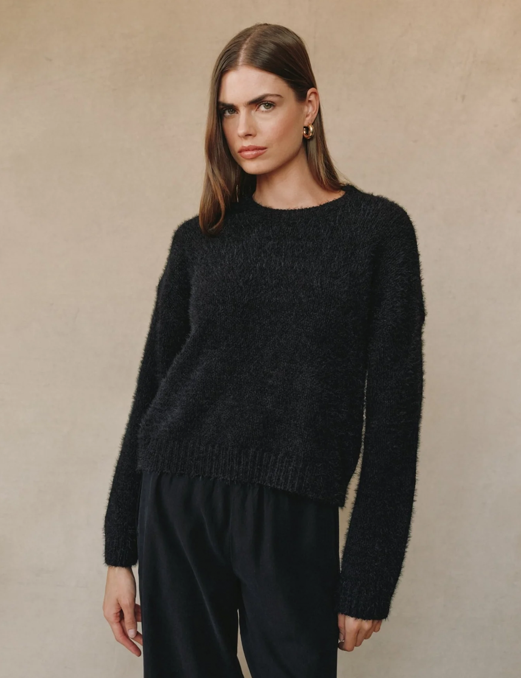 Drop Shoulder Sweater, Black