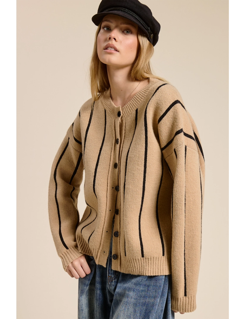 Slouchy Knit Cardigan, Taupe