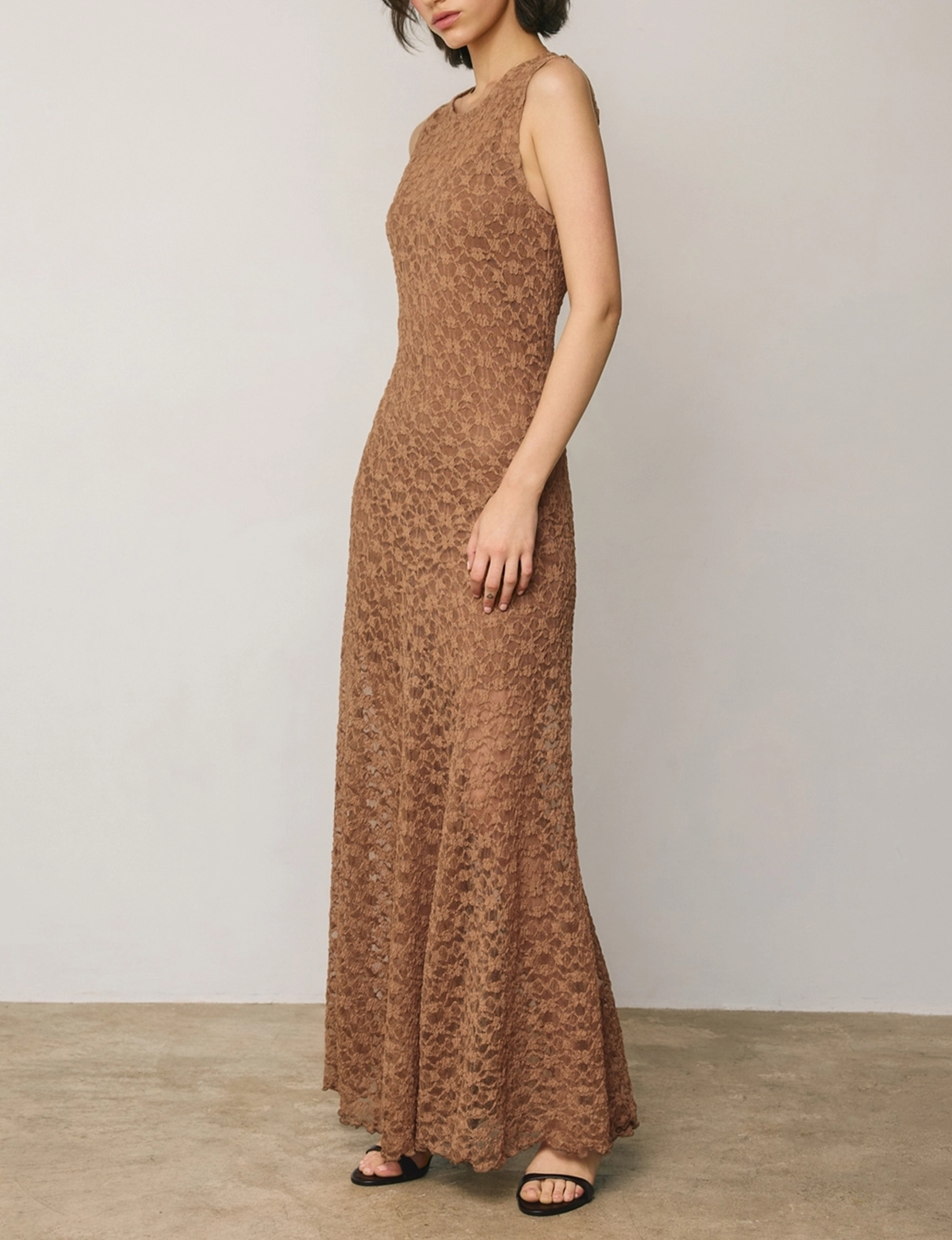 Carmen Lace Dress, Taupe