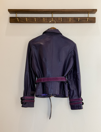 Marc Laurent Belted Leather Jacket, Purple
