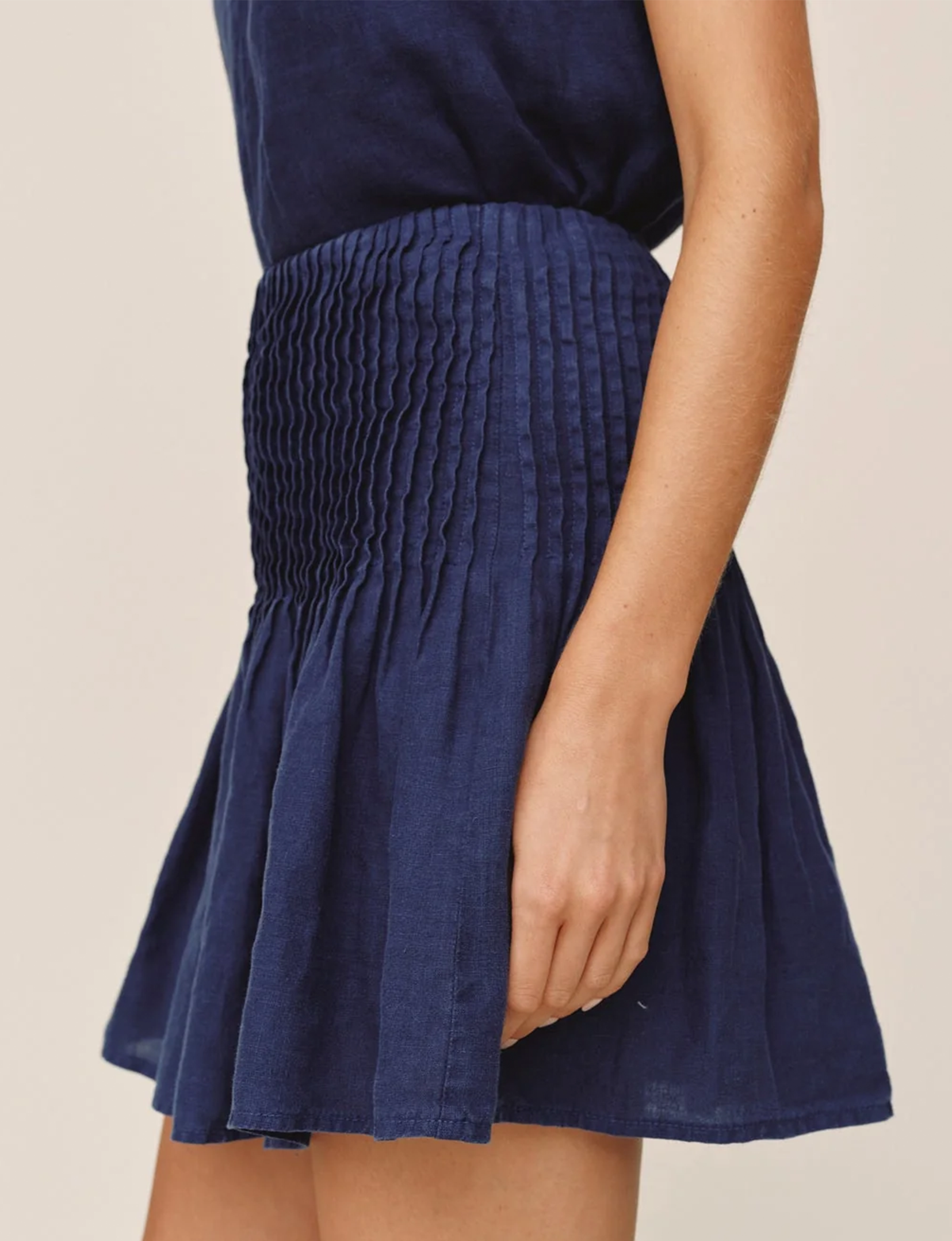 Pintuck Mini Skirt, Nautical Night