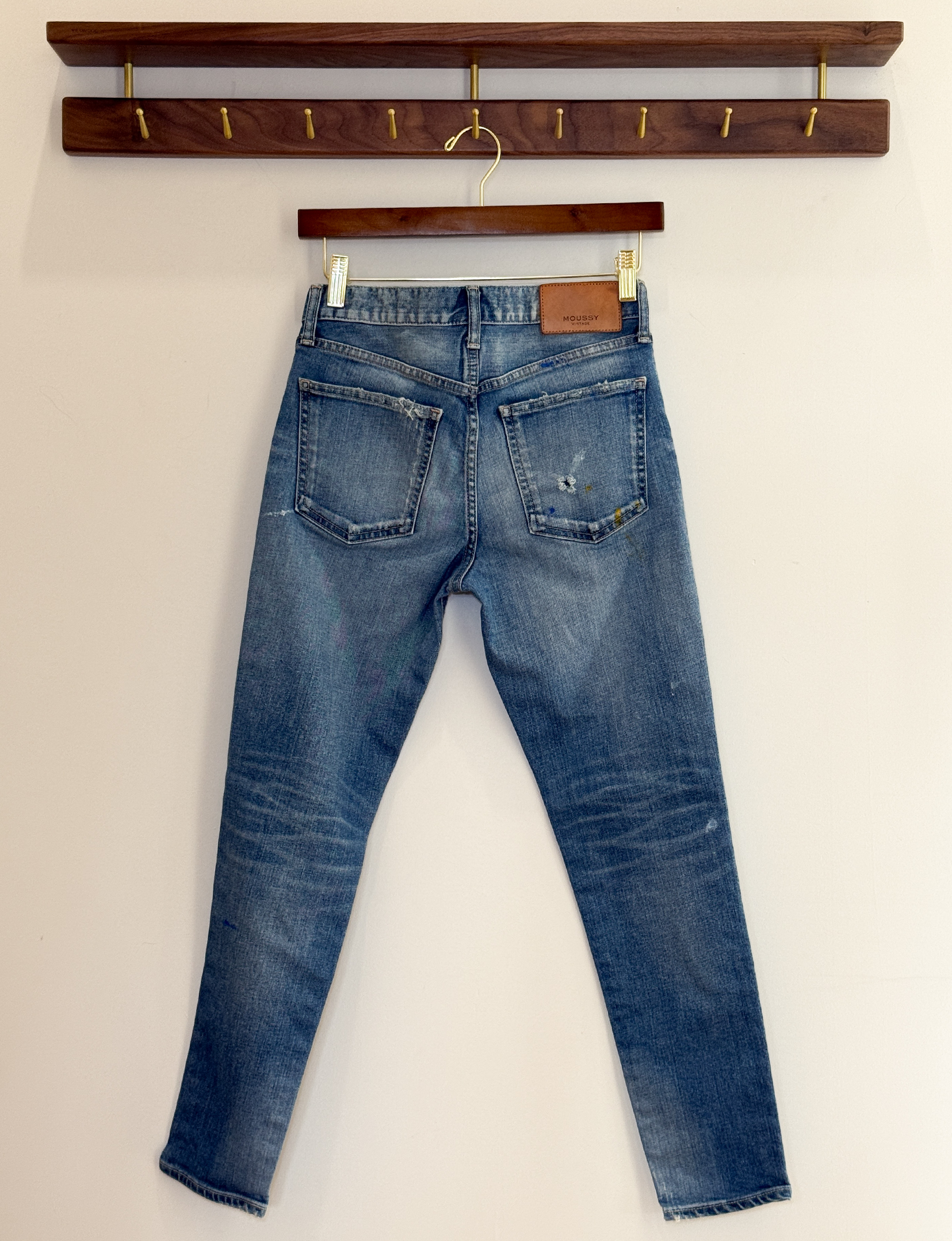 Moussy Painted Skinny Jean, Light Wash