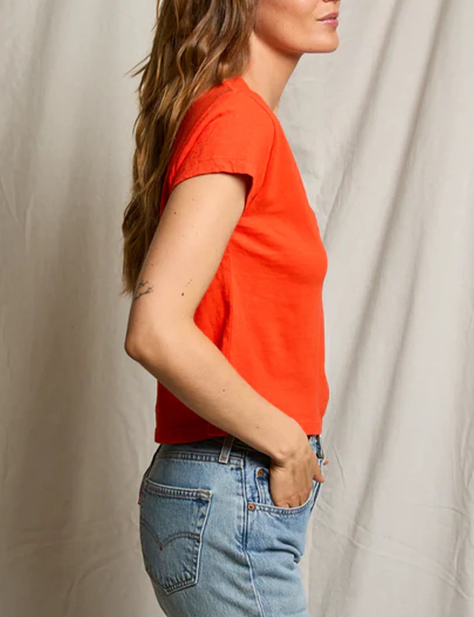 Alanis Recycled V-Neck, Tomato