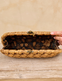 Rattan Wide Clutch, Natural